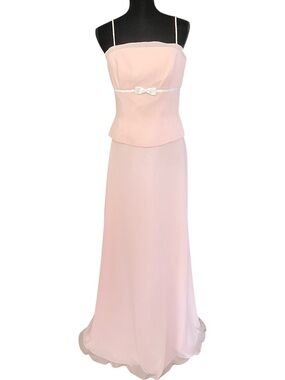 B2 Vintage 90s Y2K Chiffon Formal Two Piece Dress Corset & Skirt Pink Womens 12
